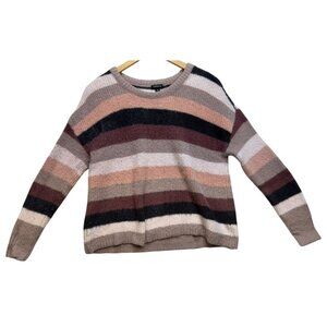 Torrid Womens Striped Cropped Sweater Multi-Color Size 00 Tan Cream Tones